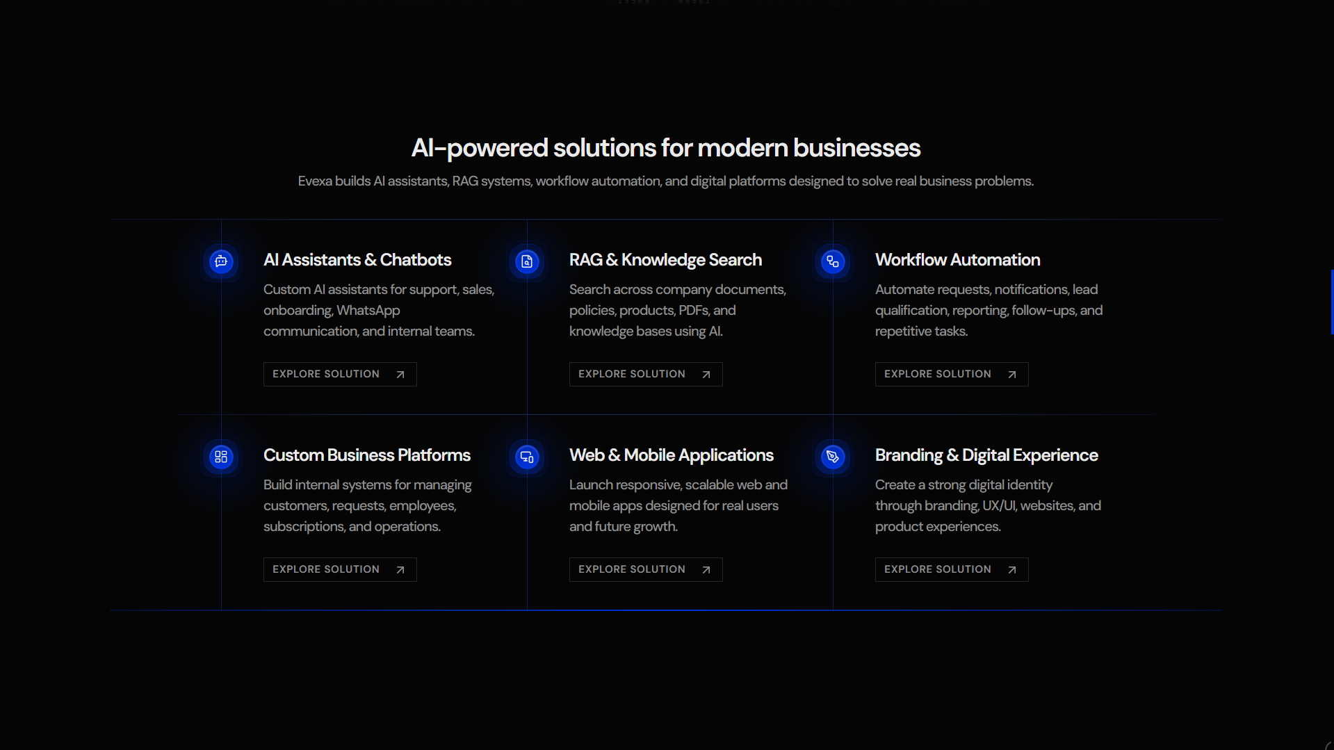 Evexa services section placeholder